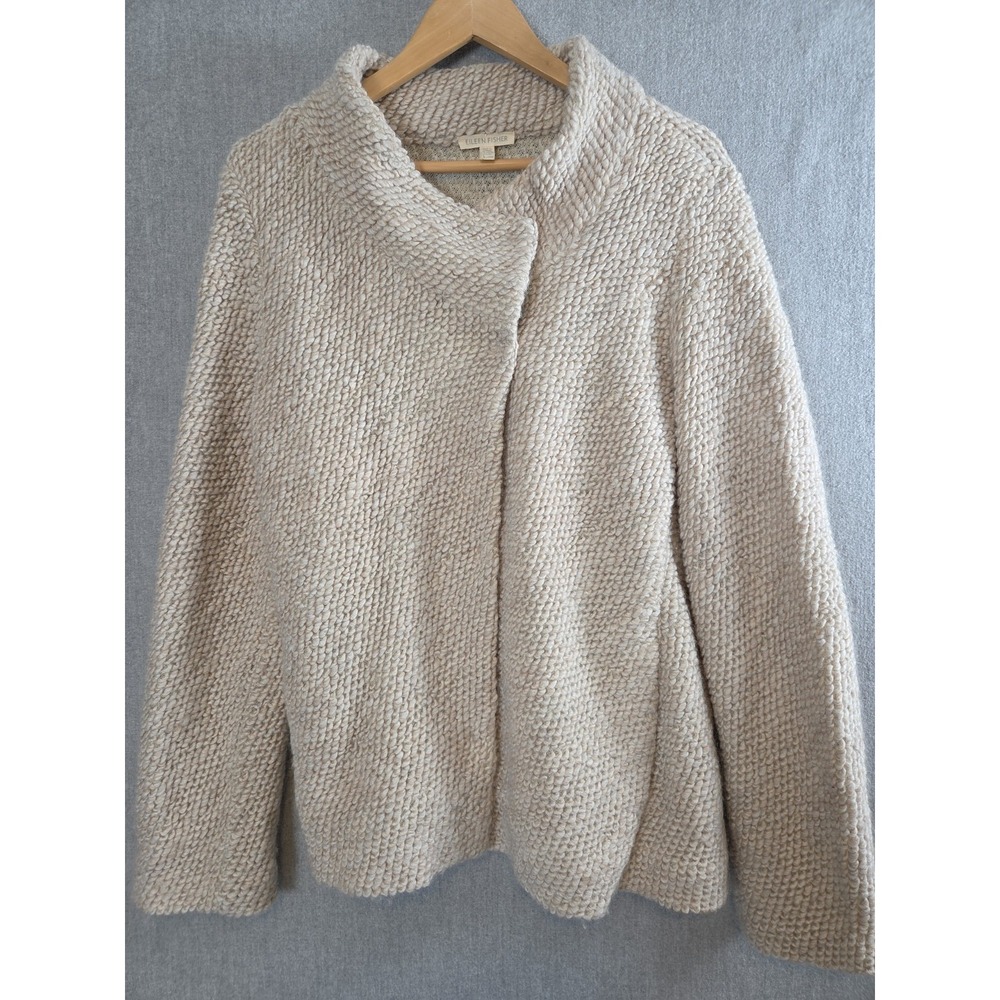 Eileen Fisher Jacket XL Oatmeal Wheat Wool Alpaca Blend Airy Boucle Old Money